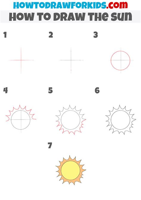 How to draw The Sun Step by Step .
